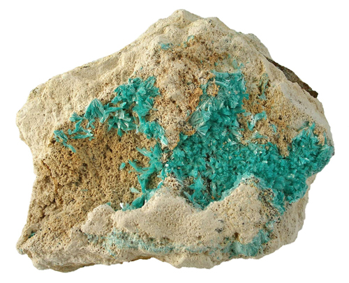 Aurichalcite Crystals on Matrix