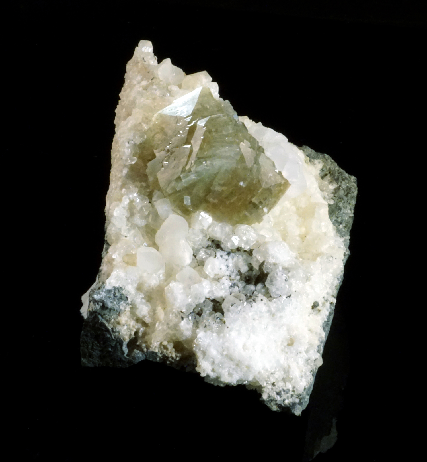 Grayish-Green Heulandite on Calcite
