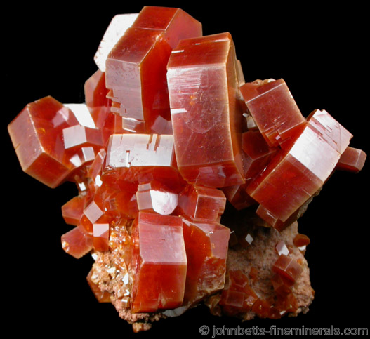 Vanadinite with Barite #11 vanadinite crystal barite red hexagonal crystals red crystals ruby red crystals orange crystals vanadium