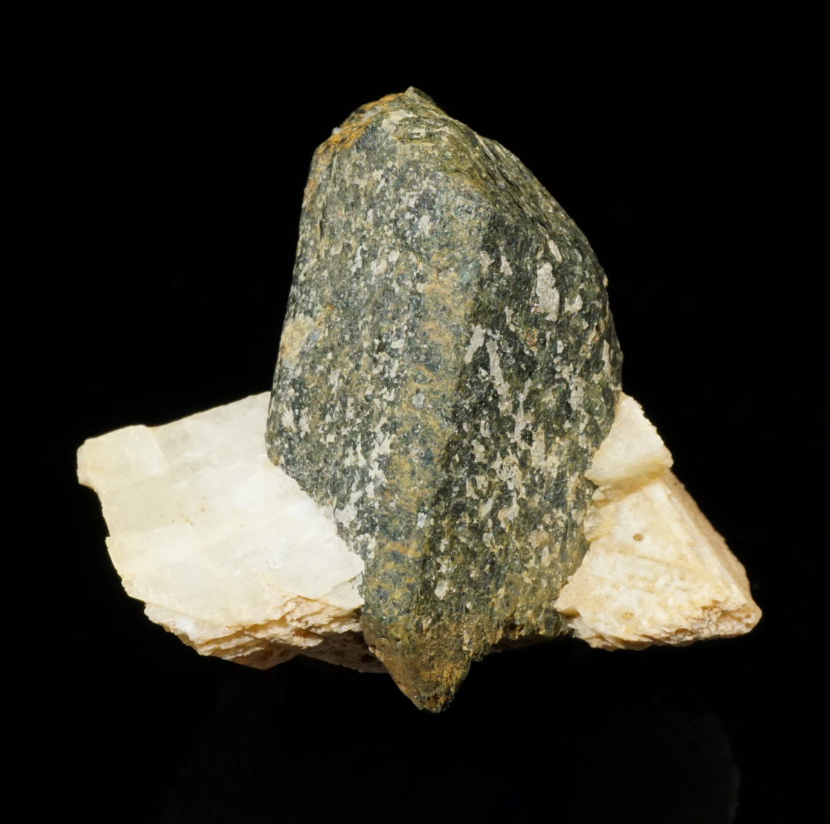 Pargasite Crystal on Calcite Matrix