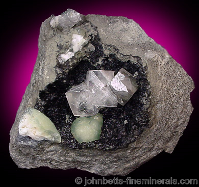 Pumpellyite with Calcite & Prehnite