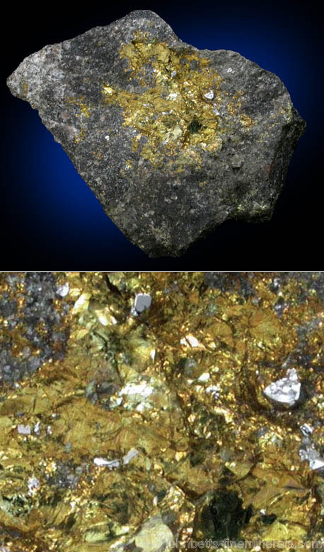 Sperrylite Crystals in Chalcopyrite