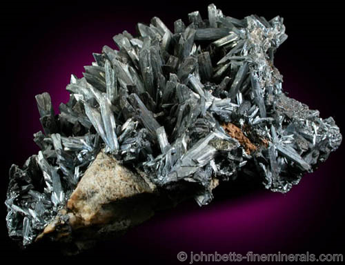 Terminated Stibnite Crystal Cluster