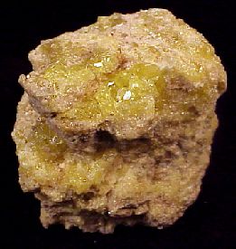 Sulfur crystals on matrix