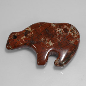 Dark Red Jasper Bear Carving