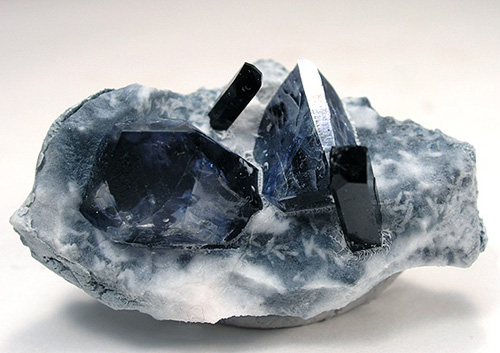 Benitoite Gem Crystal from Dallas Gem Mine, San Benito River headwaters area, New Idria District, Diablo Range, San Benito Co., California