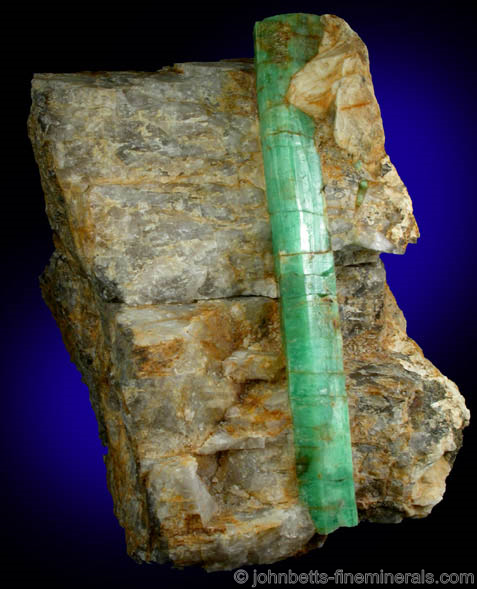 Elongated Emerald in Quartz from Maguan-Malipo District, Yunnan, China