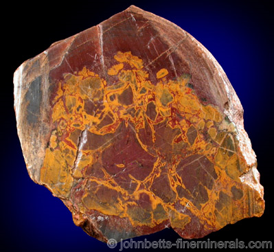 Slab of Yellow & Brown Jasper from Farm field west of Deaven Road, Paxtonia, Dauphin County, Pennsylvania