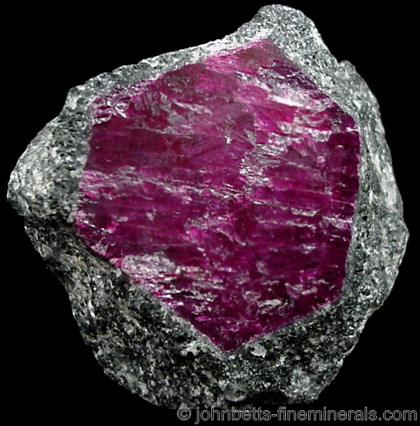 Hexagonal Ruby Crystal in Matrix from Longido, Tanzania