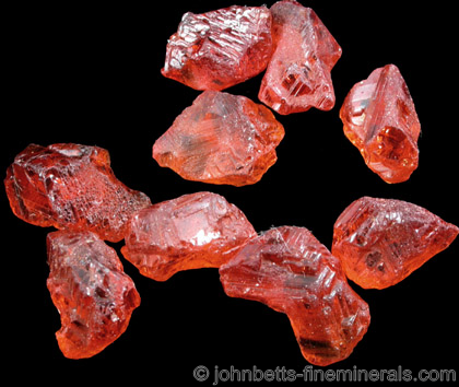 9 Rough Spessartite Crystals from Tanzania