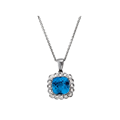 Deep Blue Topaz & Diamond Necklace