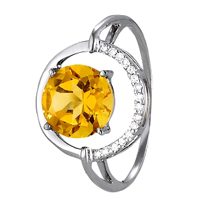 Citrine Gold Ring with Diamonds