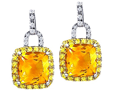 citrine yellow earrings sapphire gold gemstone minerals