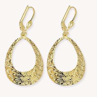 Textured Yellow Gold Hoop Earrings