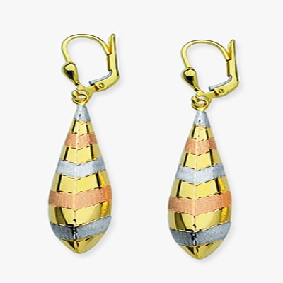 Tricolor Gold Drop Earrings