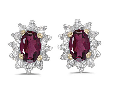 Rhodolite Garnet & Diamond Earrings