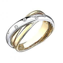 14kt Two Tone Gold Twist Diamond Ring