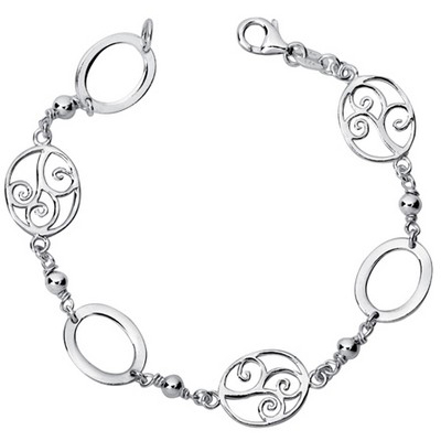 Sterling Silver Oval Links Bracelet - Gemstone Jewelry Image