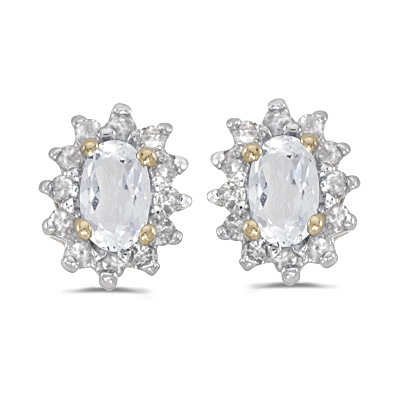 White Topaz and Diamond Earrings