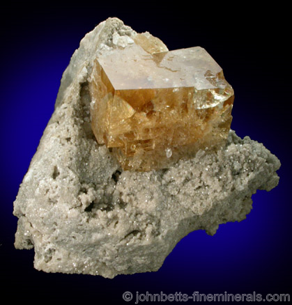 Yellow Fluorite Cube in Matrix from Pugh Quarry, Custar, Wood County, Ohio.