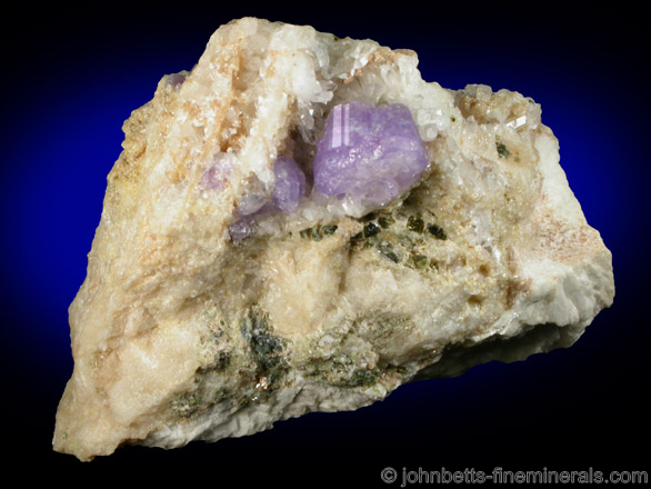 Purple Apatite on Quartz from Harvard Quarry, Greenwood, Oxford County, Maine.