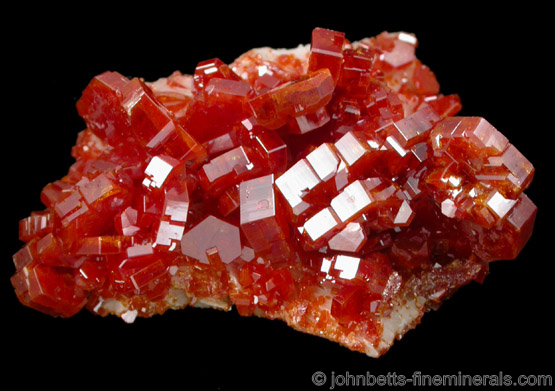 Vanadinite on Barite from Mibladen, Atlas Mountains, Khénifra Province, Morocco.