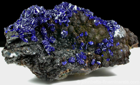 Azurite on Chrysocolla from Santa Niño Mine, Durango, Mexico.