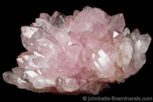 Rose Quartz Crystals from Lavra da Ilha, Jequitinhonha River, Minas Gerais, Brazil.