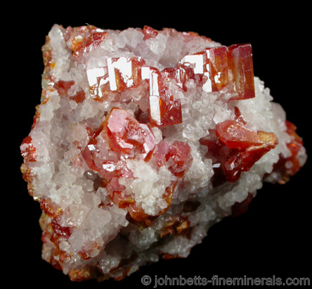 Vanadinite in Calcite from Old Yuma Mine, west of Tucson, Pima County, Arizona.
