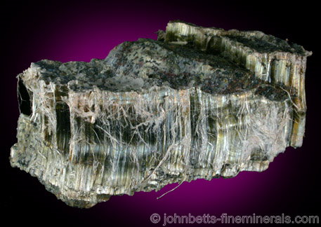 Chrysotile Serpentine vein from Tilly Foster Mine, near Brewster, Putnam County, New York