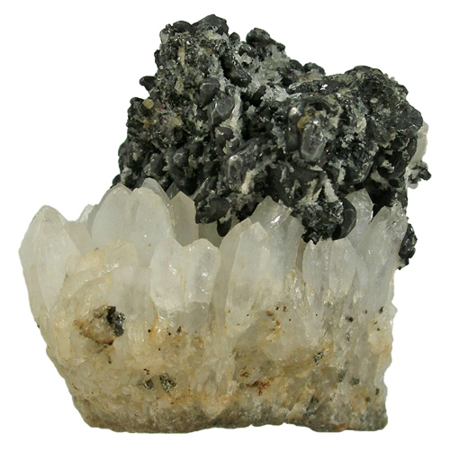 Acanthite on Quartz Crystals from Comstock Lode, near Virginia City, Storey County, Nevada