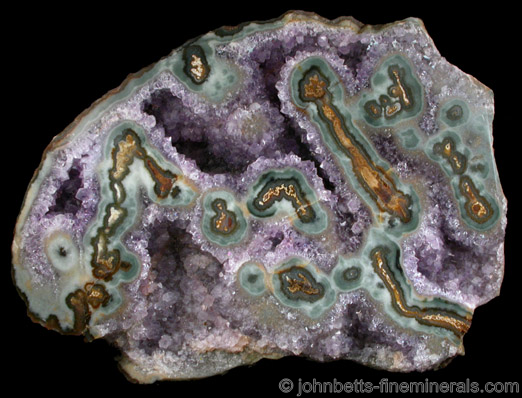 Agate with Amethyst from Catalan Agate-Amethyst District, Souther Paraná Basalt Basin, Artigas, Uruguay
