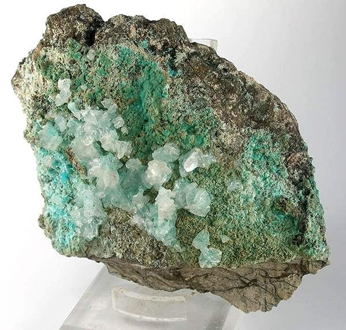 Aurichalcite With Calcite from Copper Queen Mine, Queen Hill, Bisbee, Warren District, Mule Mts, Cochise Co., Arizona
