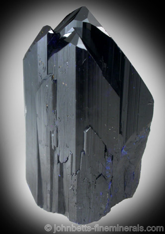 Elongated Azurite Crystal from Touissit Mine, Oujda, Morocco