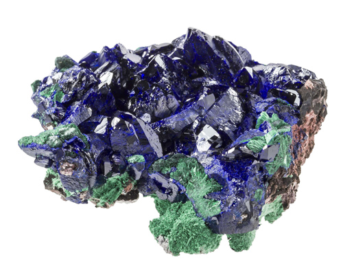 Bright Blue Azurite with Malachite from Milpillas Mine, Cuitaca, Mun. de Santa Cruz, Sonora, Mexico