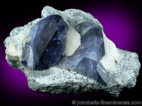 Benitoite Crystals on Natrolite from Gem Mine, San Benito County, California