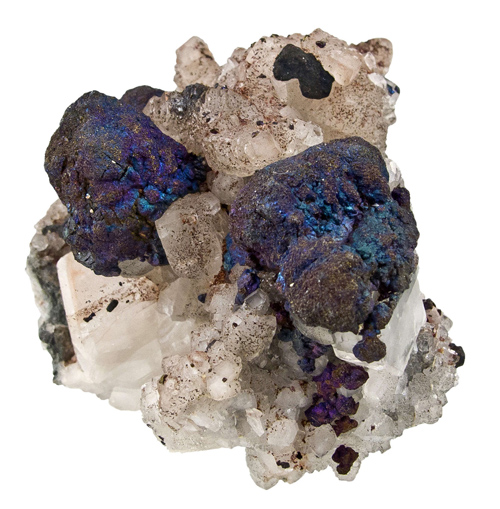 Iridescent Bornite Crystal on Calcite from Dzhezkazgan, Karagandy Prov., Kazakhstan