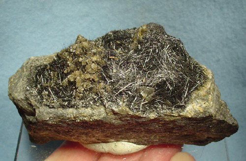 Boulangerite with Siderite from Vojtach Mine, Pri­bram, Bohemia , Czech Republic