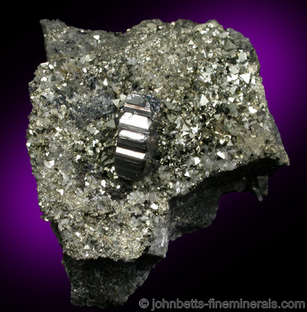 Single Bournonite Crystal on Pyrite from Mina Machacamarca, Viboras section, near Colavi, Potosi, Bolivia