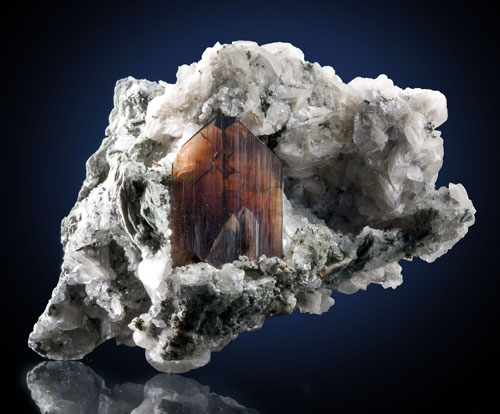Exceptional Brookite on Calcite from Dodo Mine #32 level, Saranpaul, Prepolar Ural, Western-Siberian Region, Russia