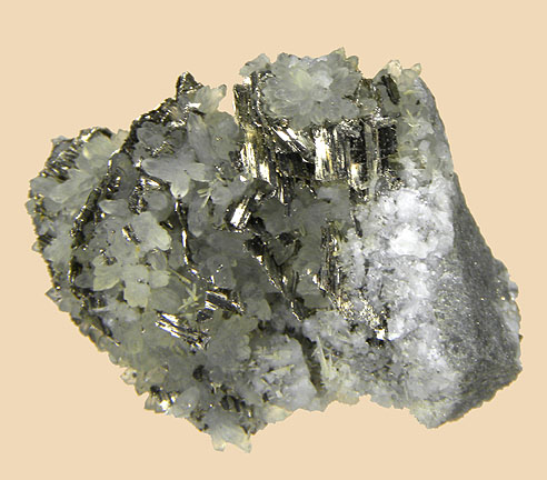 Calaverite on Quartz from Cresson Mine, Eclipse Gulch, Cripple Creek District, Teller Co., Colorado