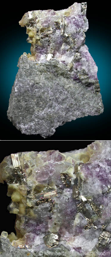 Calaverite with Purple Fluorite from Cripple Creek District, Teller County, Colorado
