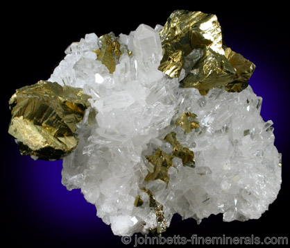 Bright Golden Chalcopyrite with Quartz from Cavnic Mine (Kapnikbanya), Maramures, Romania