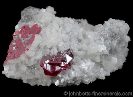 Twinned Cinnabar Crystals on Dolomite from Tsa Tien Mine, Fenghuang, Hunan, China