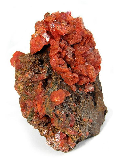 Stubby Crocoite Crystals from Berezovsk Mines, Berezovskii, Yekaterinburg (Sverdlovsk), Ural Mountains, Russia
