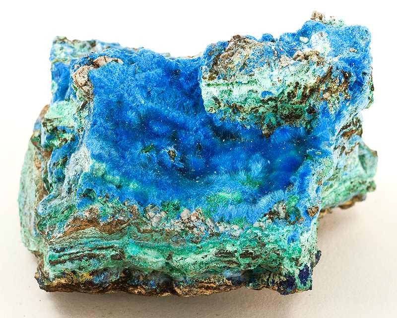 Cyanotrichite with Malachite from Maid of Sunshine Mine, Turquoise District (Courtland-Gleeson District), Dragoon Mts, Cochise Co., Arizona