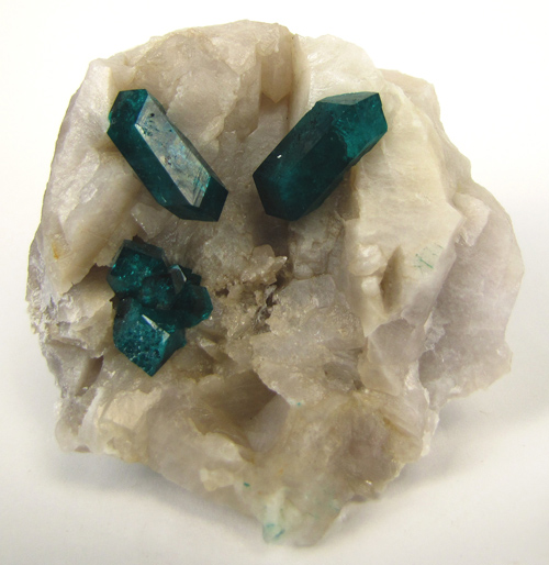 Dioptase Crystals on Quartz from Christoph Mine, Kaokoveld, Namibia