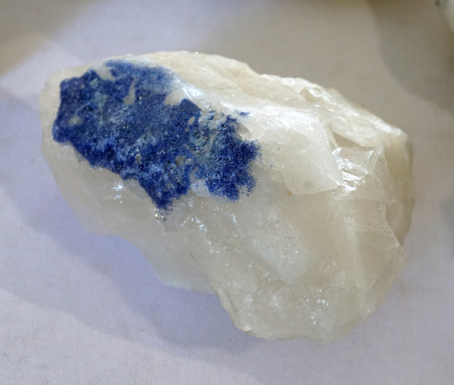 Deep Blue Dumortierite on Quartz from Vaca Morta Quarry, Bahia, Brazil