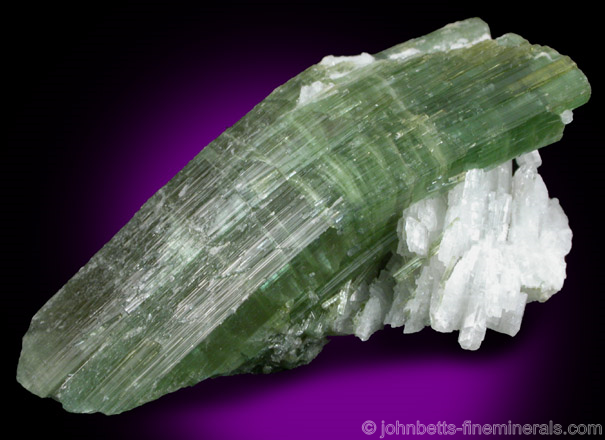 Curved Green Elbaite Crystal from (Gillette Quarry), Haddam Neck, Middlesex County, Connecticut
