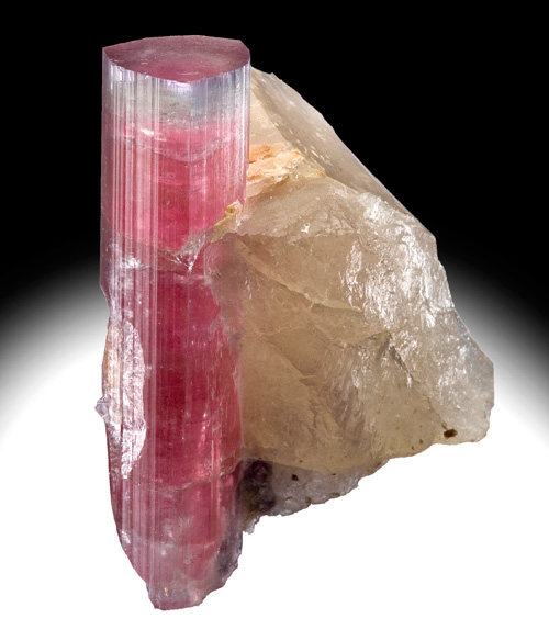 Pink Elbaite on Quartz from Tourmaline Queen Mine, San Diego County, California